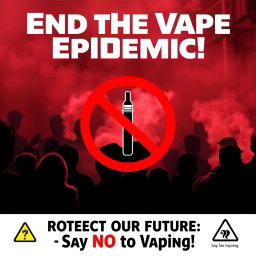 A powerful and engaging public service announcement poster advocating for the national ban on vapes and e-cigarettes