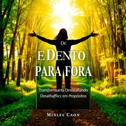 A captivating e-book cover titled "De Dentro Para Fora: Transformando Desafios em Propósitos", featuring an inspiring theme of personal growth and self-discovery