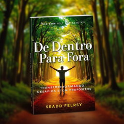 A captivating e-book cover titled "De Dentro Para Fora: Transformando Desafios em Propósitos", featuring an inspiring theme of personal growth and self-discovery