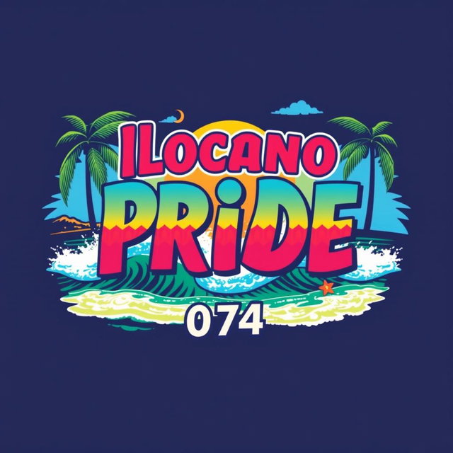 A vibrant and colorful t-shirt design featuring the phrase 'Ilocano Pride' prominently displayed in bold lettering