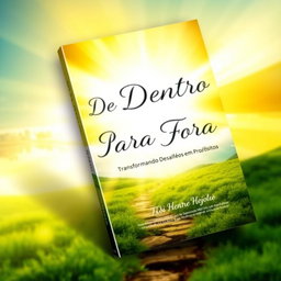 A captivating e-book cover design titled "De Dentro Para Fora: Transformando Desafios em Propósitos" that embodies themes of personal growth, self-help, and self-discovery