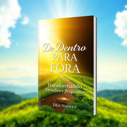 A captivating e-book cover design titled "De Dentro Para Fora: Transformando Desafios em Propósitos" that embodies themes of personal growth, self-help, and self-discovery