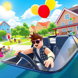 A vibrant and dynamic thumbnail depicting life inside a Brookhaven Roblox game scene