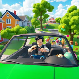 A vibrant and dynamic thumbnail depicting life inside a Brookhaven Roblox game scene
