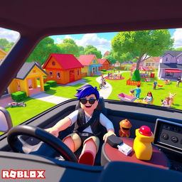 A vibrant and dynamic thumbnail depicting life inside a Brookhaven Roblox game scene
