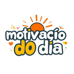 A playful and colorful logo featuring the phrase "motivação do dia" in large, relaxed font