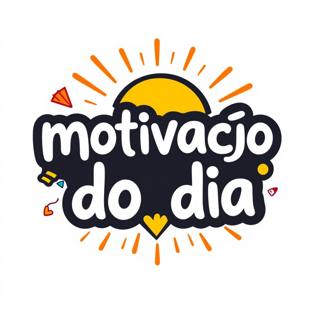 A playful and colorful logo featuring the phrase "motivação do dia" in large, relaxed font