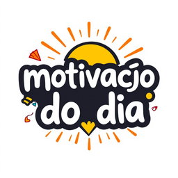 A playful and colorful logo featuring the phrase "motivação do dia" in large, relaxed font