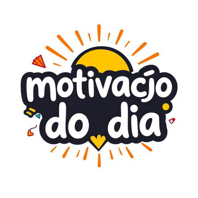 A playful and colorful logo featuring the phrase "motivação do dia" in large, relaxed font