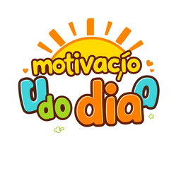 A playful and colorful logo featuring the phrase "motivação do dia" in large, relaxed font