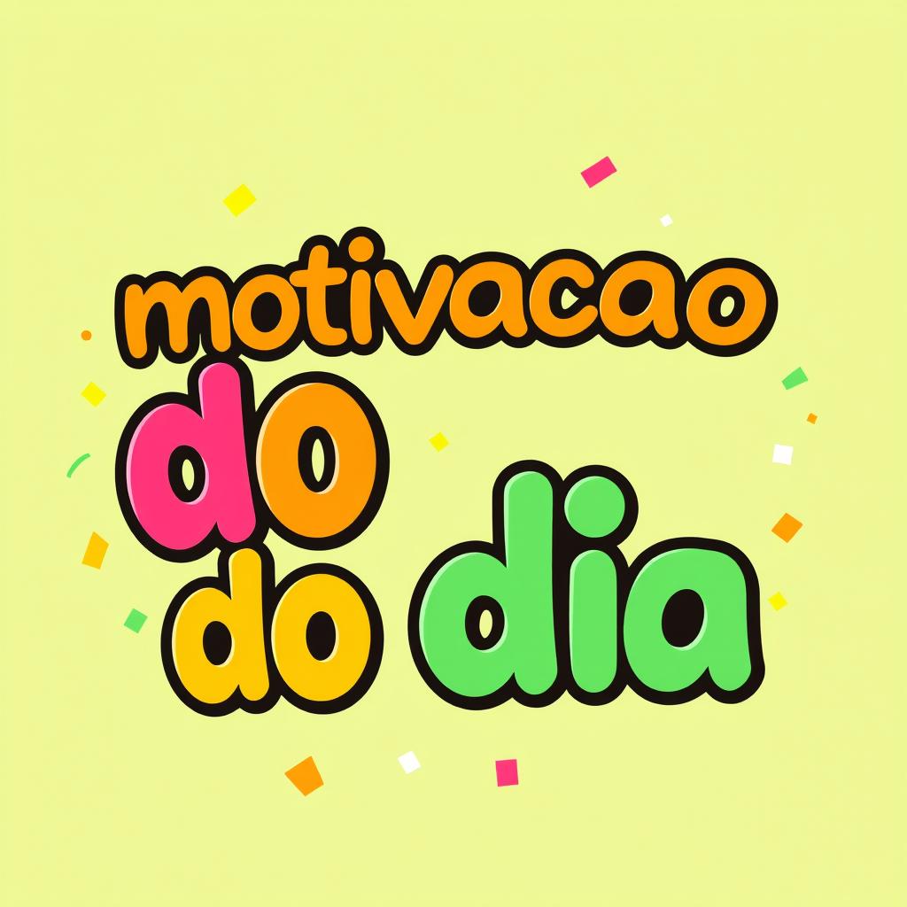 A vibrant and playful logo featuring the phrase "motivacao do dia" in large, relaxed font