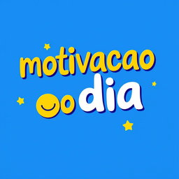 A vibrant and fun logo featuring the phrase "motivacao do dia" in large, relaxed letters styled in a playful font