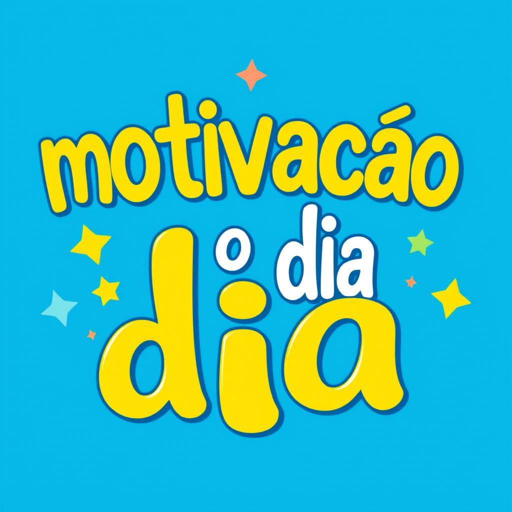 A vibrant and fun logo featuring the phrase "motivacao do dia" in large, relaxed letters styled in a playful font