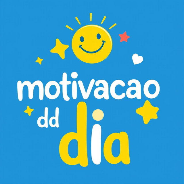 A vibrant and fun logo featuring the phrase "motivacao do dia" in large, relaxed letters styled in a playful font