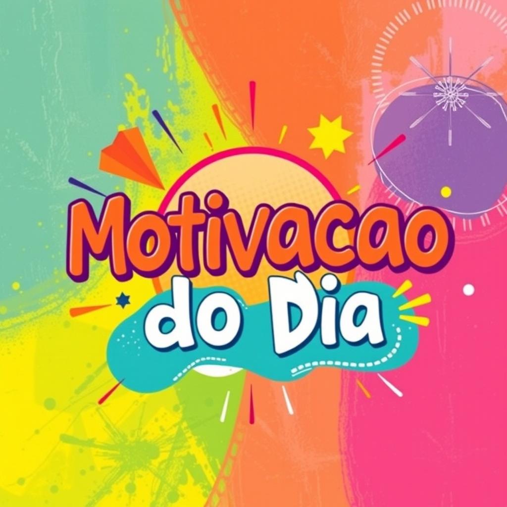 An artistic image featuring the phrase "Motivacao do Dia" prominently displayed in a fun and large font