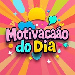 An artistic image featuring the phrase "Motivacao do Dia" prominently displayed in a fun and large font