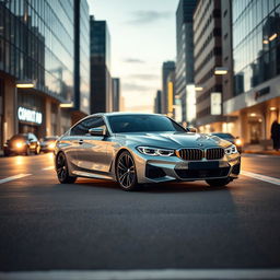 A stunning BMW car in a modern urban setting, showcasing its sleek lines and dynamic design
