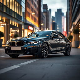 A stunning BMW car in a modern urban setting, showcasing its sleek lines and dynamic design