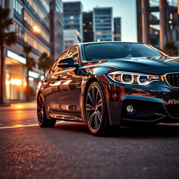 A stunning BMW car in a modern urban setting, showcasing its sleek lines and dynamic design