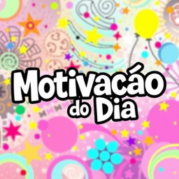 An artistic image featuring the phrase "Motivaçao do Dia" prominently displayed in a fun and large font