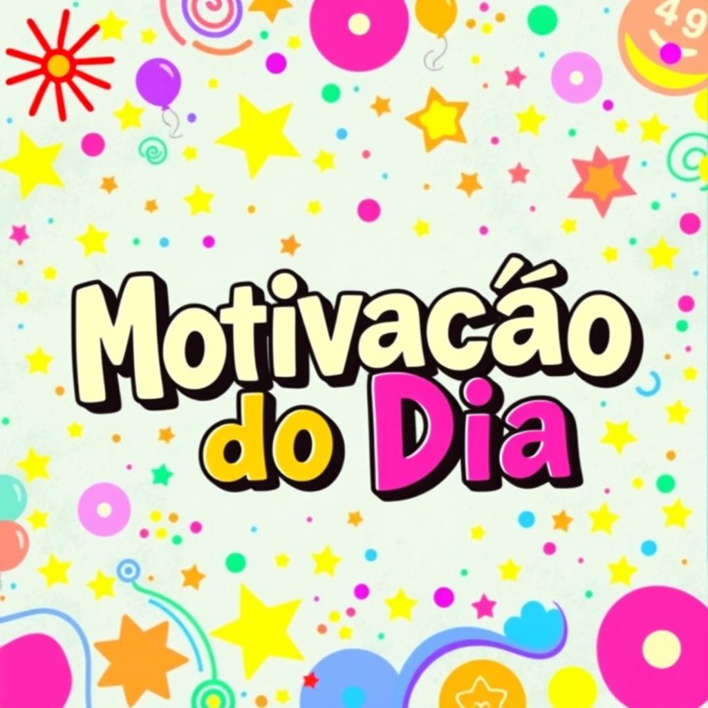 An artistic image featuring the phrase "Motivaçao do Dia" prominently displayed in a fun and large font