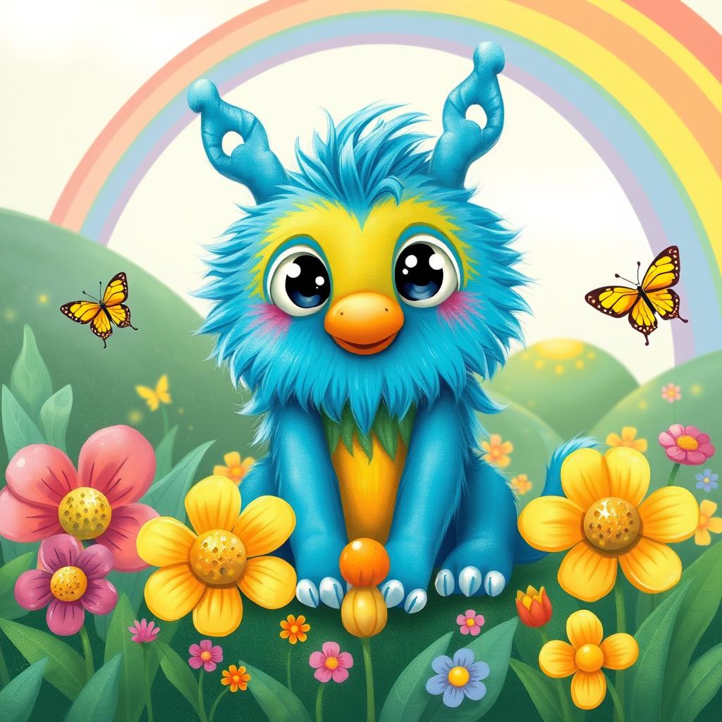 An artistic interpretation of Dentwl, a whimsical creature with a toothbrush for a nose and toothpaste as its fur