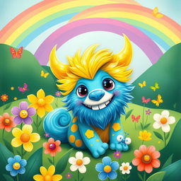 An artistic interpretation of Dentwl, a whimsical creature with a toothbrush for a nose and toothpaste as its fur