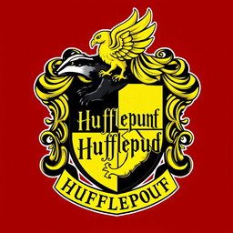 A detailed shield emblem featuring a striking black Badger and a vibrant yellow Phoenix, elegantly intertwined on the crest