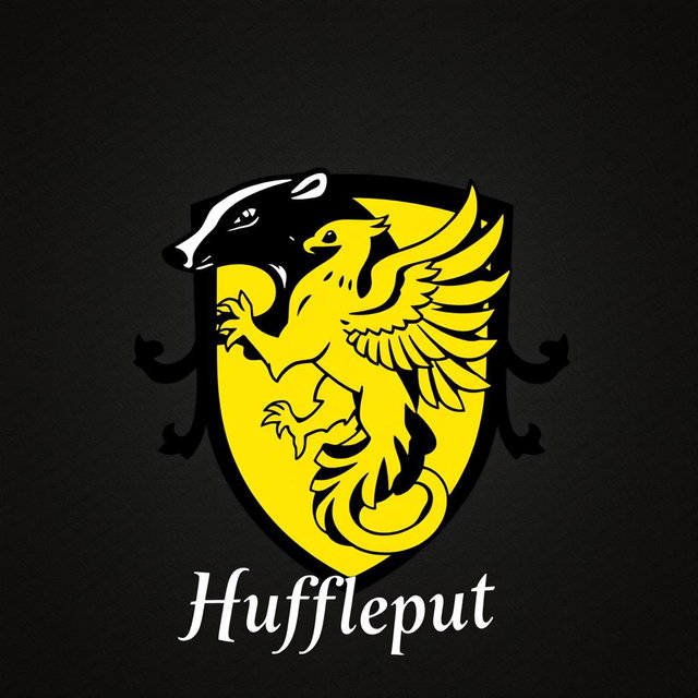 A beautifully designed emblem featuring a stylized black badger and a vibrant yellow phoenix intertwined
