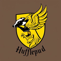 A beautifully designed emblem featuring a stylized black badger and a vibrant yellow phoenix intertwined