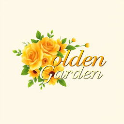 A vibrant logo design for a flower shop named "Golden Garden"