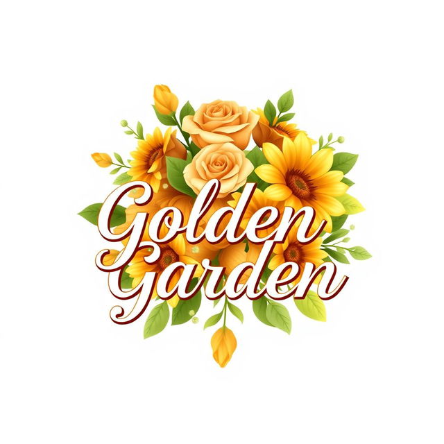 A vibrant logo design for a flower shop named "Golden Garden"