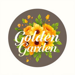 A vibrant logo design for a flower shop named "Golden Garden"