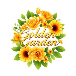 A vibrant logo design for a flower shop named "Golden Garden"