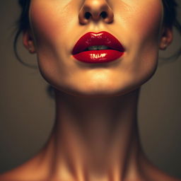 An artistic portrait of a woman with a defined jawline, showcasing her strong facial features