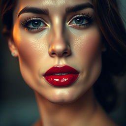 An artistic portrait of a woman with a defined jawline, showcasing her strong facial features