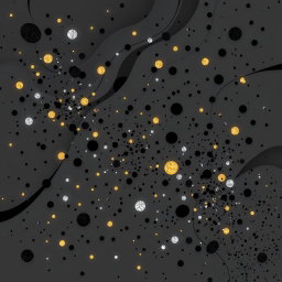 A stunning black scatter pattern in an abstract design, featuring fluid lines and organic shapes that create a sense of movement and depth