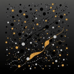 A stunning black scatter pattern in an abstract design, featuring fluid lines and organic shapes that create a sense of movement and depth