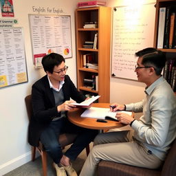 A cozy, private setting for an English language tutoring session