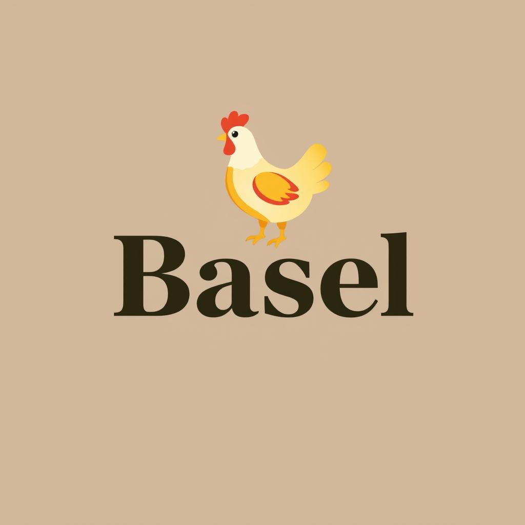 A modern and eye-catching logo design featuring the word "Basel" creatively integrated with a stylized chicken illustration