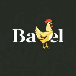 A modern and eye-catching logo design featuring the word "Basel" creatively integrated with a stylized chicken illustration