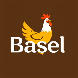 A modern and eye-catching logo design featuring the word "Basel" creatively integrated with a stylized chicken illustration