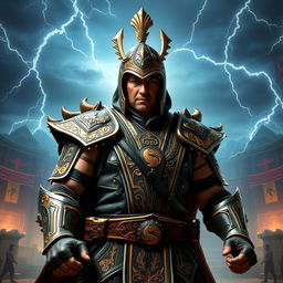 Henry Kronfle, an Ecuadorian presidential candidate, envisioned as an imposing Mortal Kombat warrior