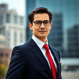 A stylish portrait of a confident individual dressed in an elegant suit