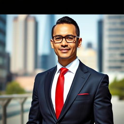 A stylish portrait of a confident individual dressed in an elegant suit