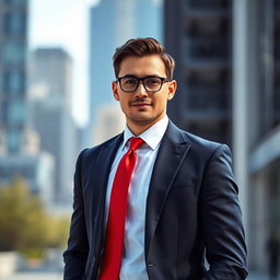 A stylish portrait of a confident individual dressed in an elegant suit