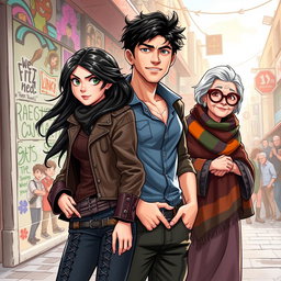 Create a captivating illustration featuring a diverse cast of characters from a novel