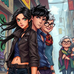 Create a captivating illustration featuring a diverse cast of characters from a novel