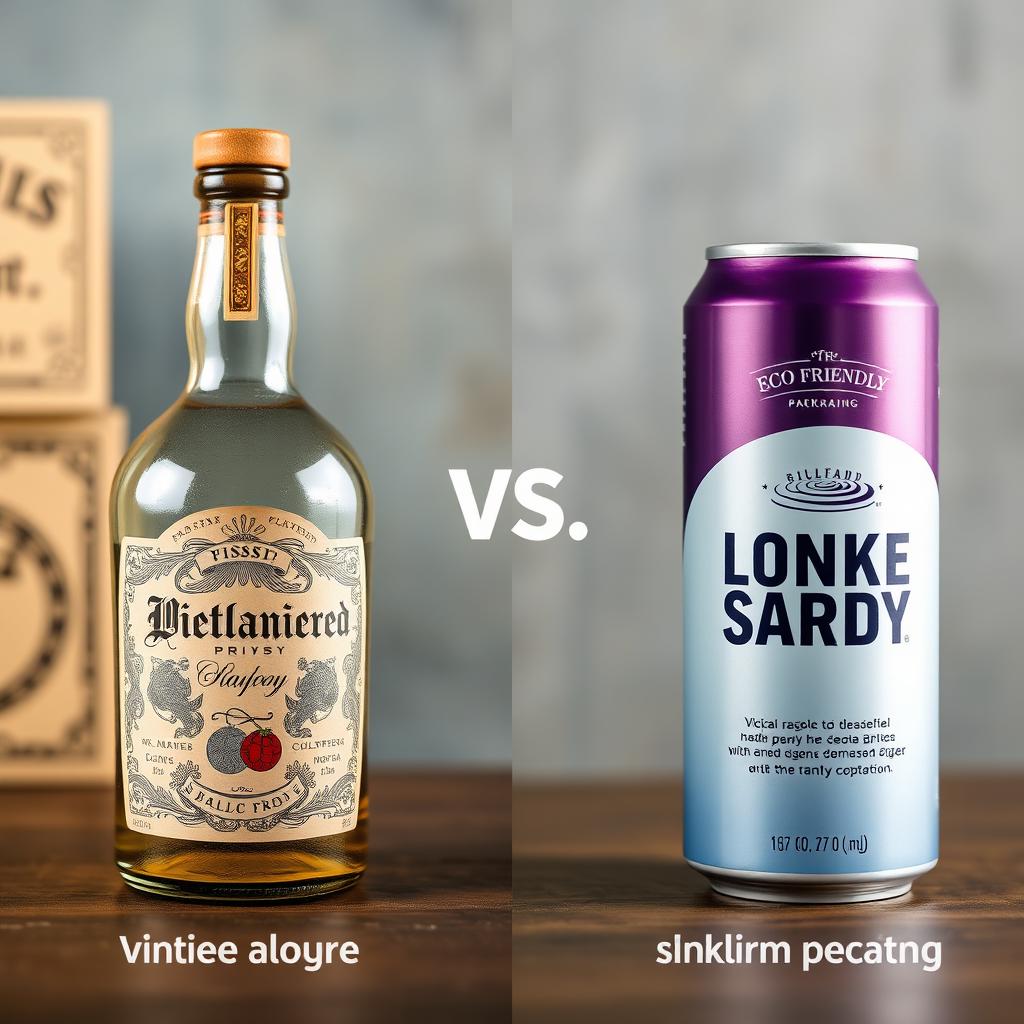 A visual comparison showcasing the differences between packaging from the past and modern packaging