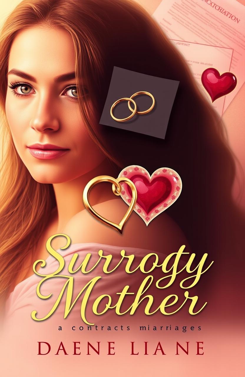 A captivating novel cover depicting a motherly figure with warm, nurturing expressions symbolizing a surrogate mother